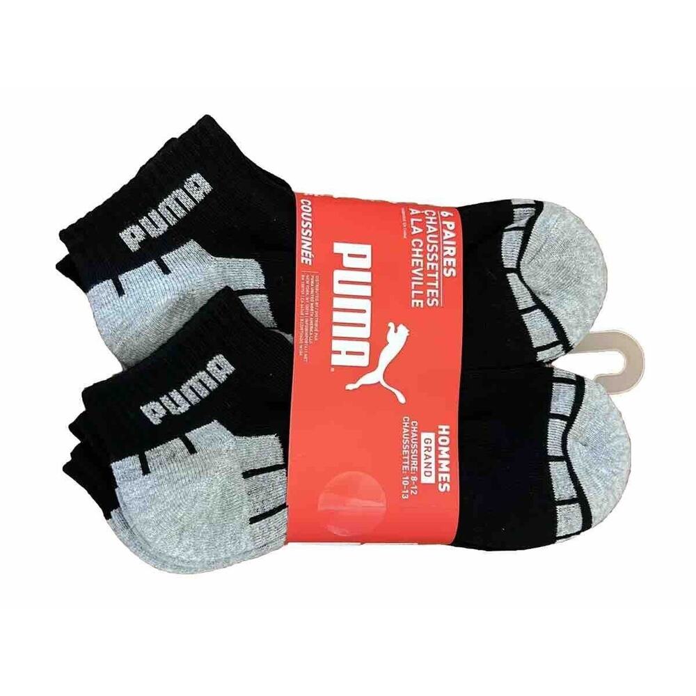Puma Men's Socks Cushioned Quarter Crew Soft Large 10-13 (6-Pack) NEW